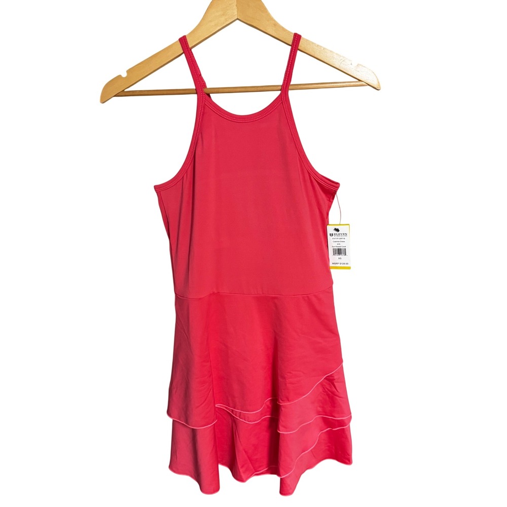 EleVen by Venus Williams Cosmos Dress Sun Kissed Coral EVT-FF-DR715 XS NEW